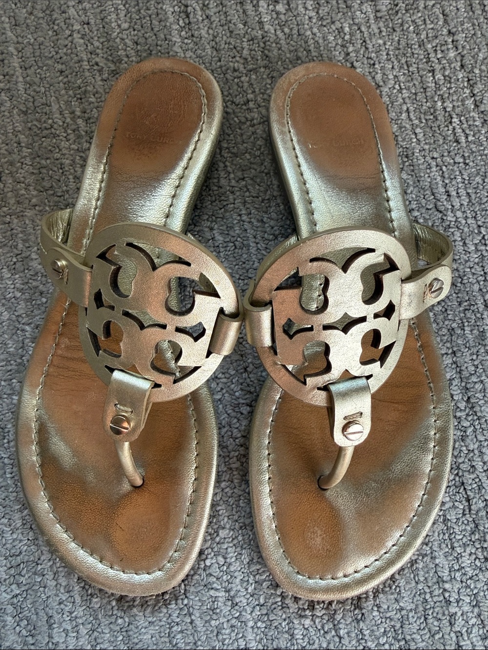 Tory Burch Metallic Gold Miller Sandals
